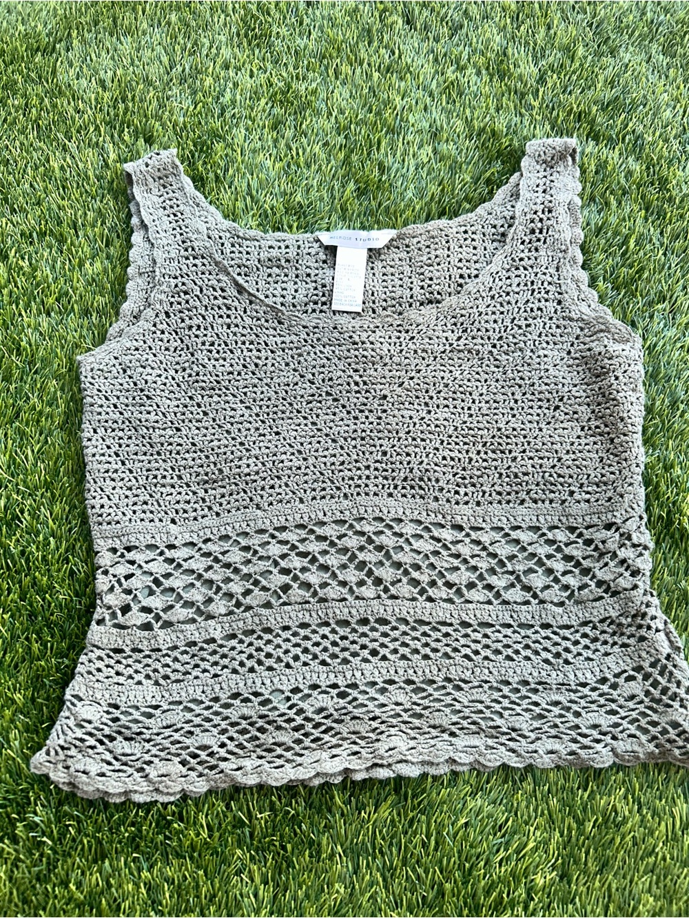 Crochet Tank Top in Light green Sleeveless Knit Summer Top
